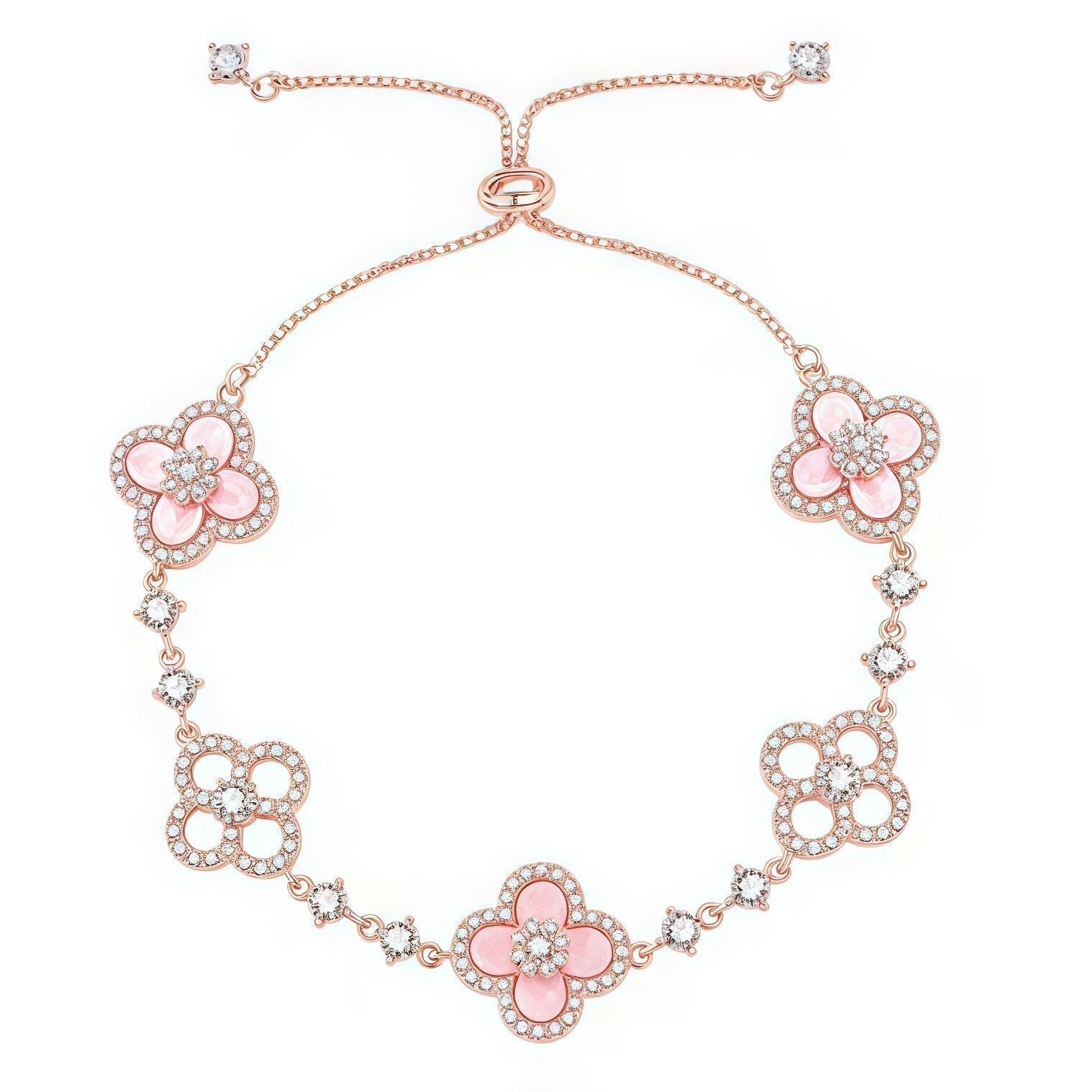 Royal Jewellery]CLOVER 5 MOTIF PINK BLUE RED WHITE BRACELET