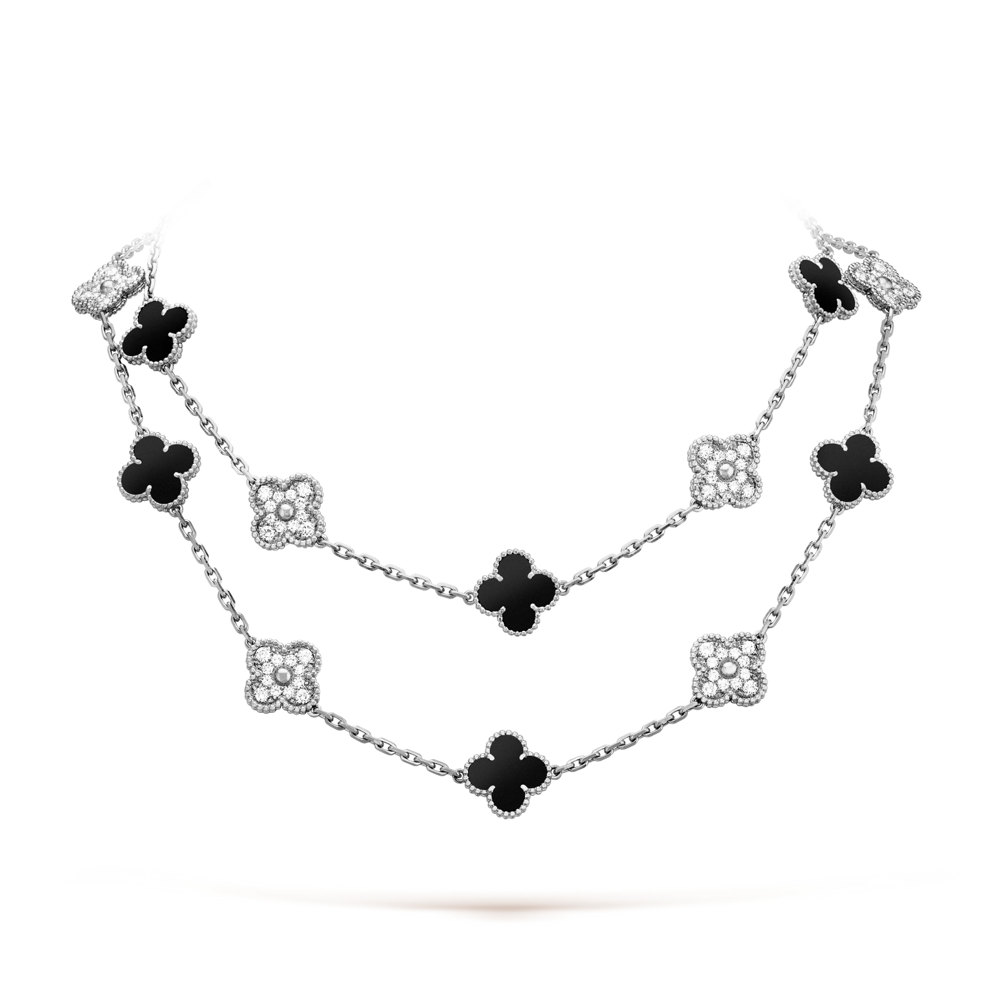 [Royal Jewellery]CLOVER 20 MOTIFS ONYX DIAMOND SILVER