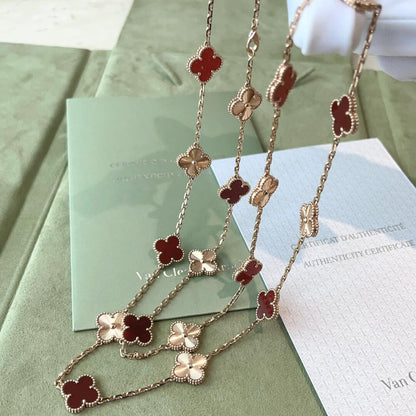 [Royal Jewellery]CLOVER 20 MOTIFS LASER CARNELIAN NECKLACE