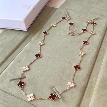 [Royal Jewellery]CLOVER 20 MOTIFS LASER CARNELIAN NECKLACE
