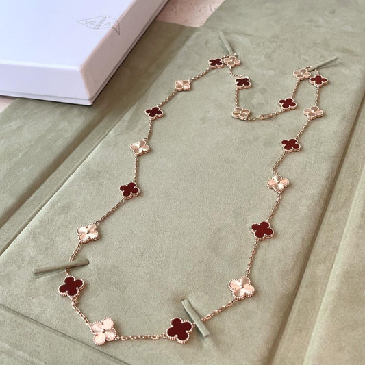 [Royal Jewellery]CLOVER 20 MOTIFS LASER CARNELIAN NECKLACE