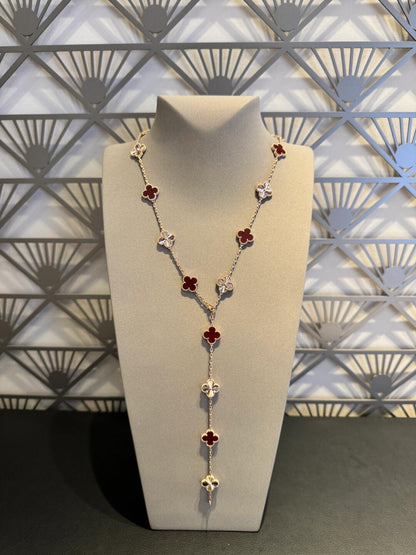 [Royal Jewellery]CLOVER 20 MOTIFS LASER CARNELIAN NECKLACE