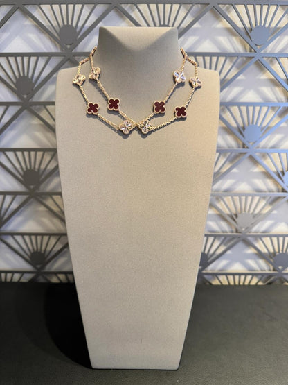 [Royal Jewellery]CLOVER 20 MOTIFS LASER CARNELIAN NECKLACE