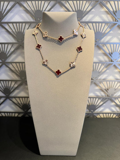 [Royal Jewellery]CLOVER 20 MOTIFS LASER CARNELIAN NECKLACE