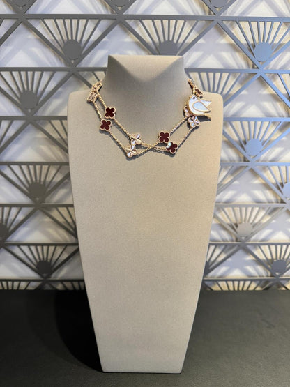 [Royal Jewellery]CLOVER 20 MOTIFS LASER CARNELIAN NECKLACE