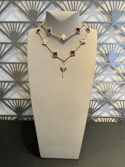 [Royal Jewellery]CLOVER 20 MOTIFS LASER CARNELIAN NECKLACE