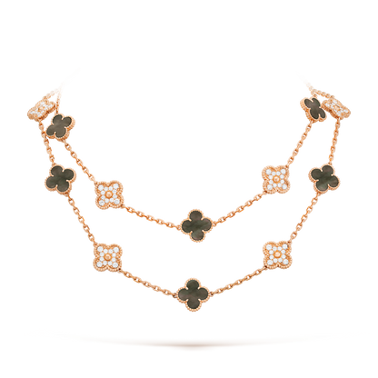 [Royal Jewellery]CLOVER 20 MOTIFS DARK MOP DIAMOND  NECKLACE