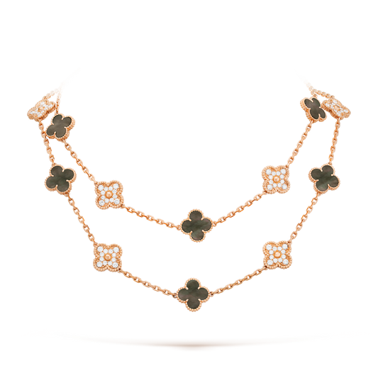 [Royal Jewellery]CLOVER 20 MOTIFS DARK MOP DIAMOND  NECKLACE