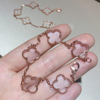 [Royal Jewellery]CLOVER 5 MOTIF ROCK CRYSTAL BRACELET
