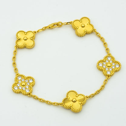 [Royal Jewellery]CLOVER BRACELET 5 MOTIFS GOLD DIAMOND