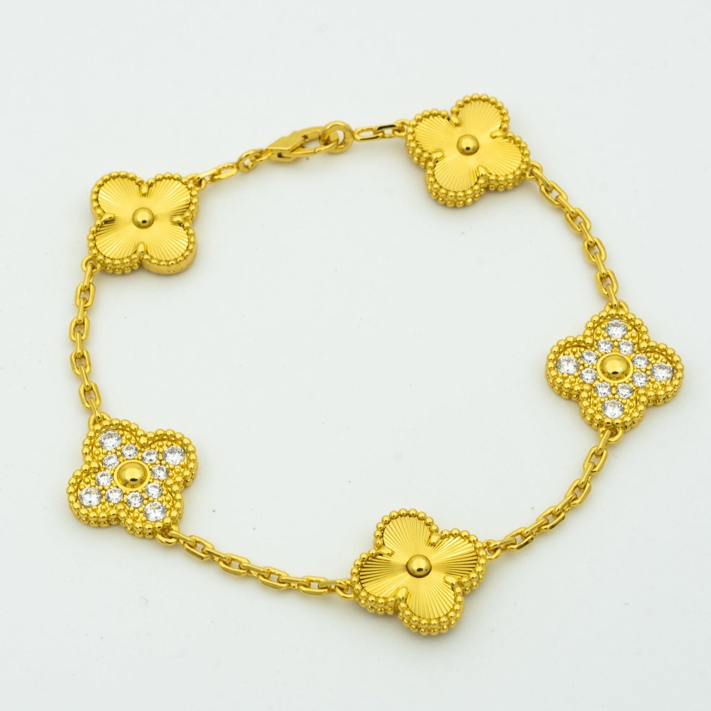 [ROYAL]CLOVER BRACELET 5 MOTIFS GOLD DIAMOND