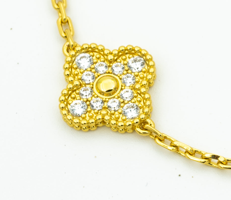 [ROYAL]CLOVER BRACELET 5 MOTIFS GOLD DIAMOND