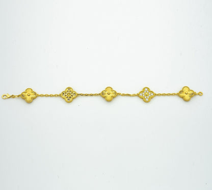 [ROYAL]CLOVER BRACELET 5 MOTIFS GOLD DIAMOND