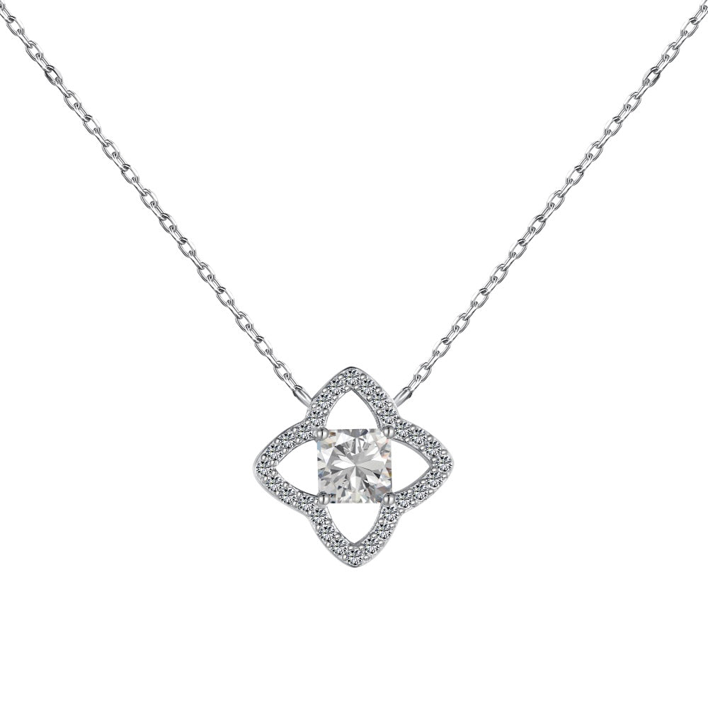 [Royal Jewellery]Exquisite Flower Shape Princess Cut Necklace
