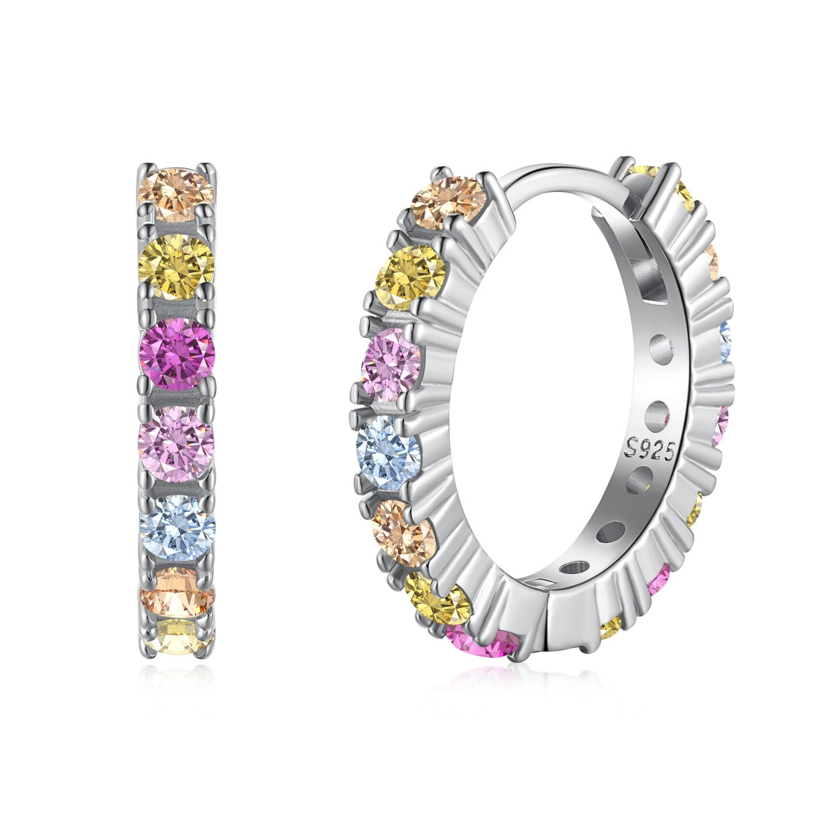 [Royal Jewellery]Radiant Colorful Round Cut Earrings