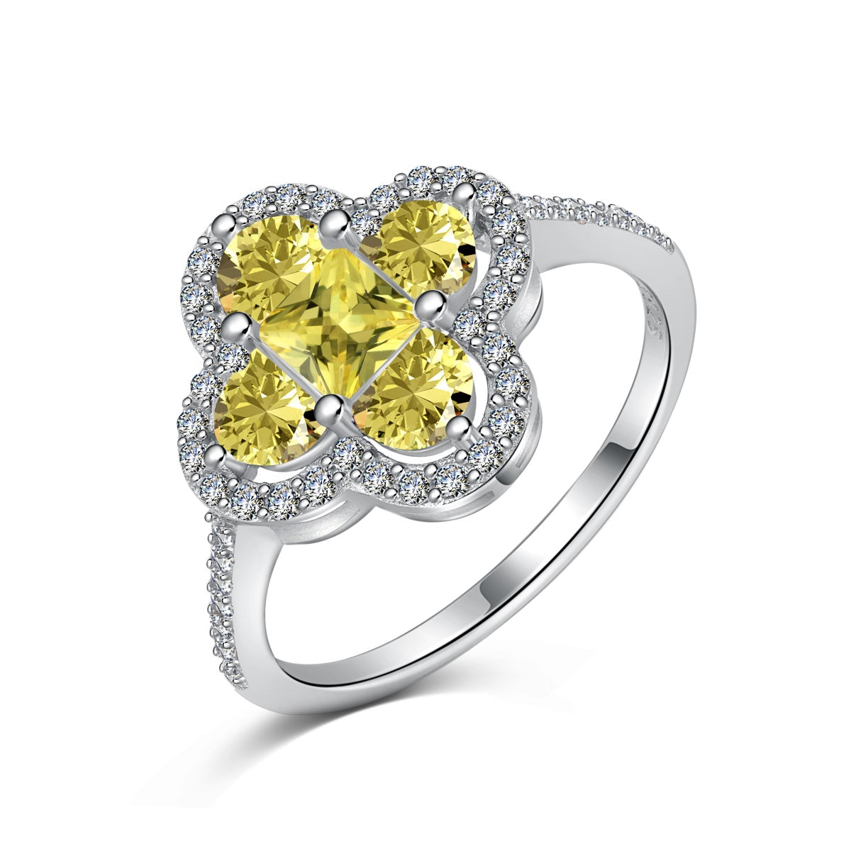 [Royal Jewellery]Luxurious Eternity Flower Shape Banquet Ring