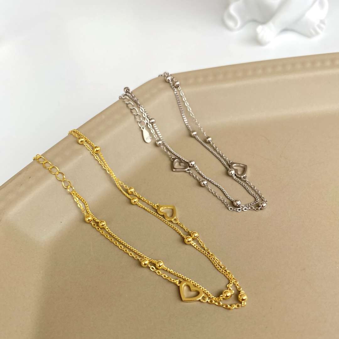 [Royal Jewellery]Dainty Double Layer Love Heart Bracelet