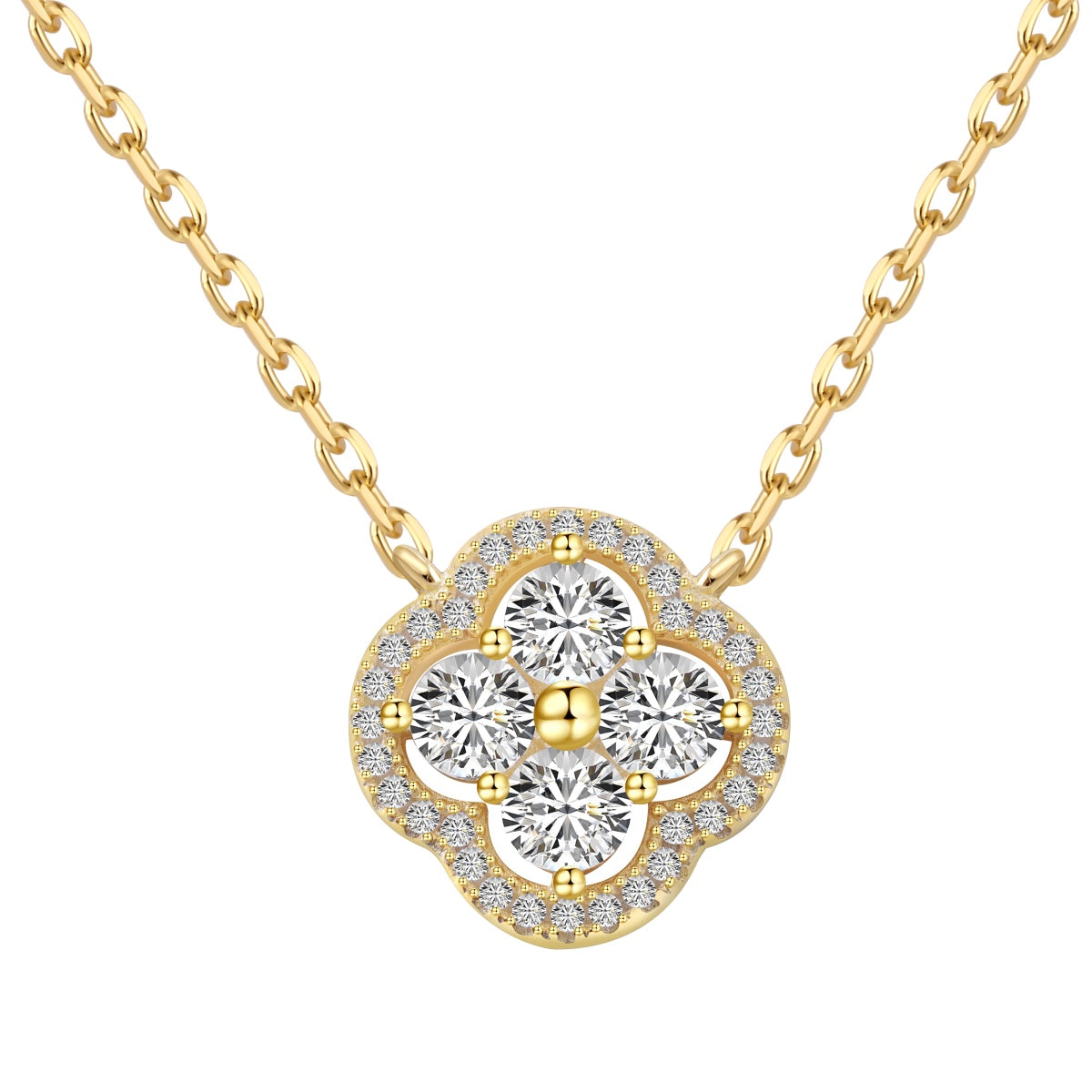 [ROYAL]Exquisite Necklace With Four-Leaf Clover Flower Design