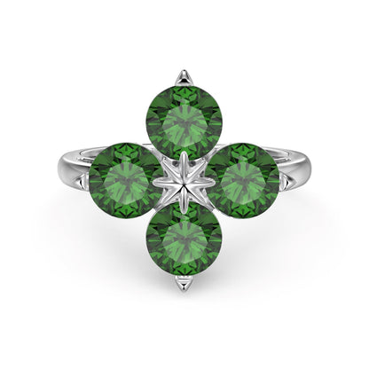 [Royal Jewellery]Four-Leaf Clover Eight-Pointed Star Ring