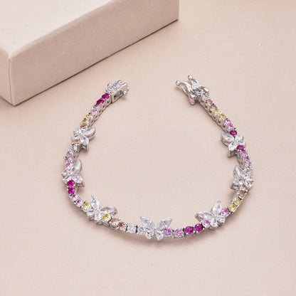 [Royal Jewellery]Ornate Colorful Butterfly Shape Round Cut Daily Bracelet