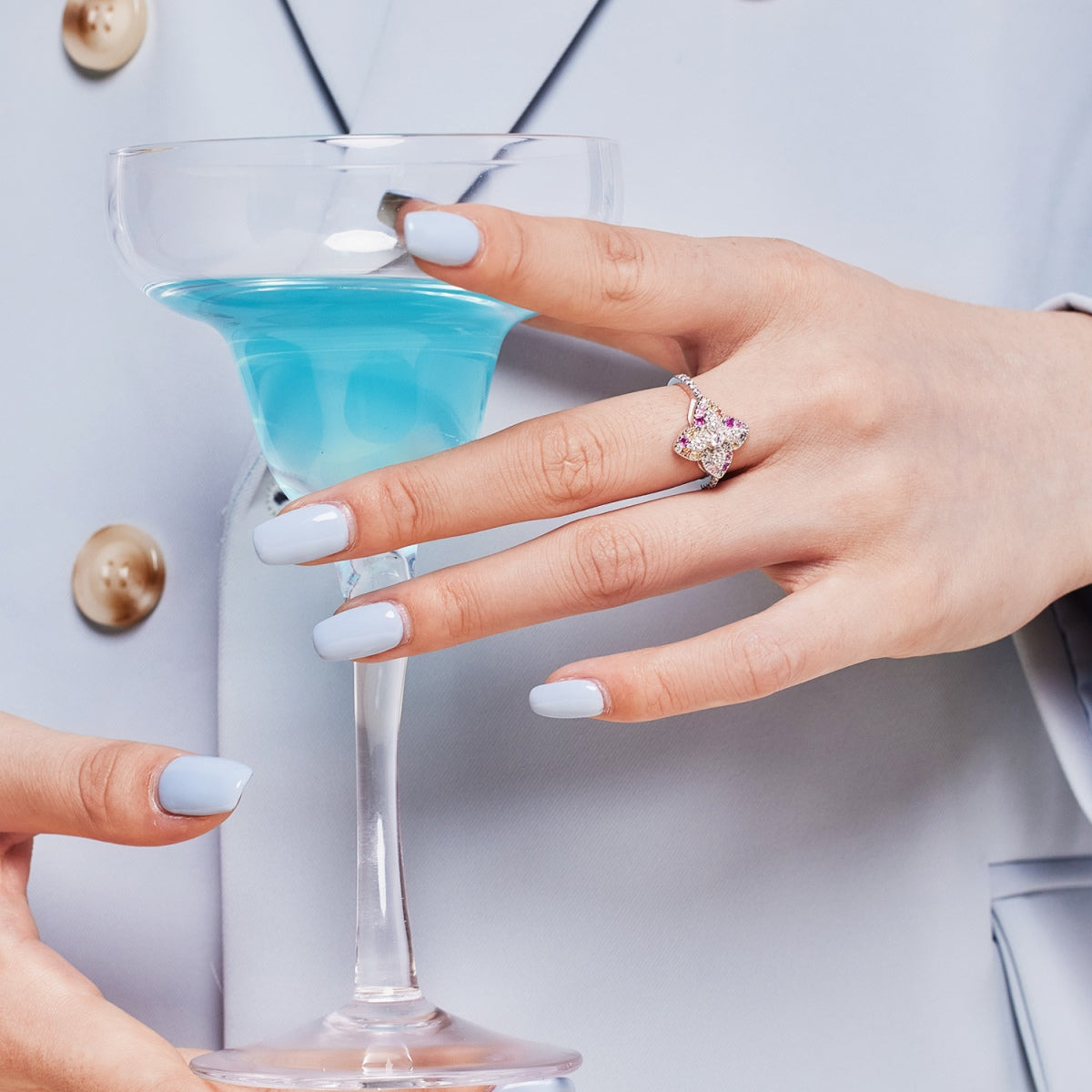 [Royal Jewellery]Luxurious Colorful Flower Shape Banquet Ring