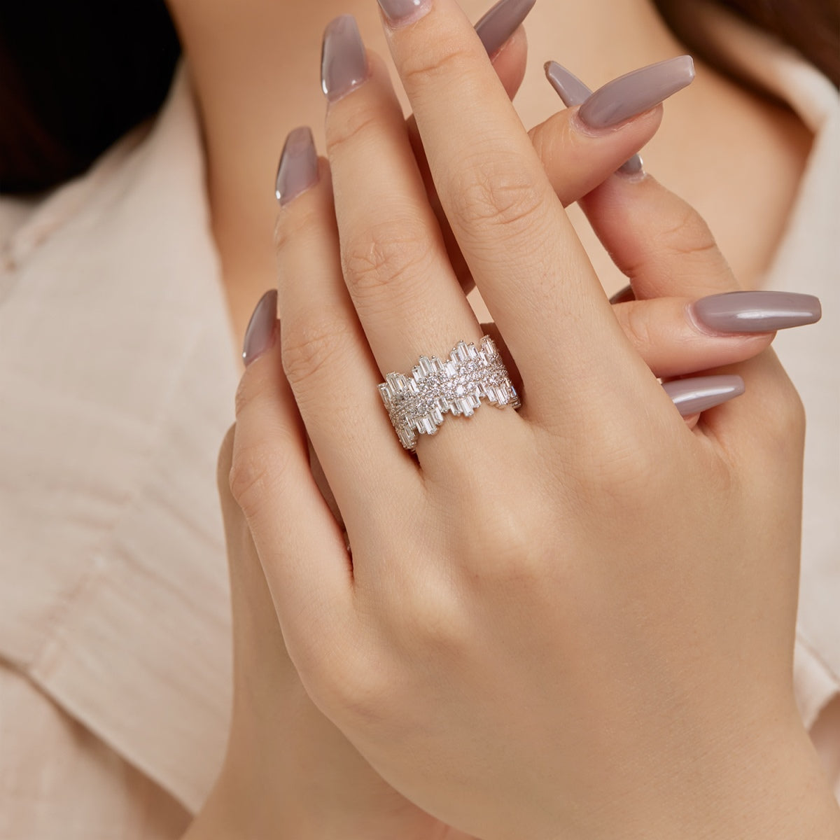 [Royal Jewellery]Luxurious Colorful Radiant Cut Daily Ring