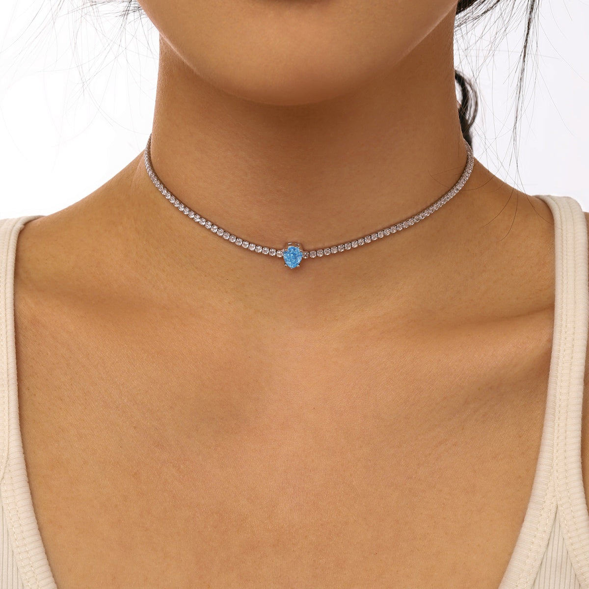[Royal Jewellery]1.0 carat Unique Pear Cut Tennis Necklace