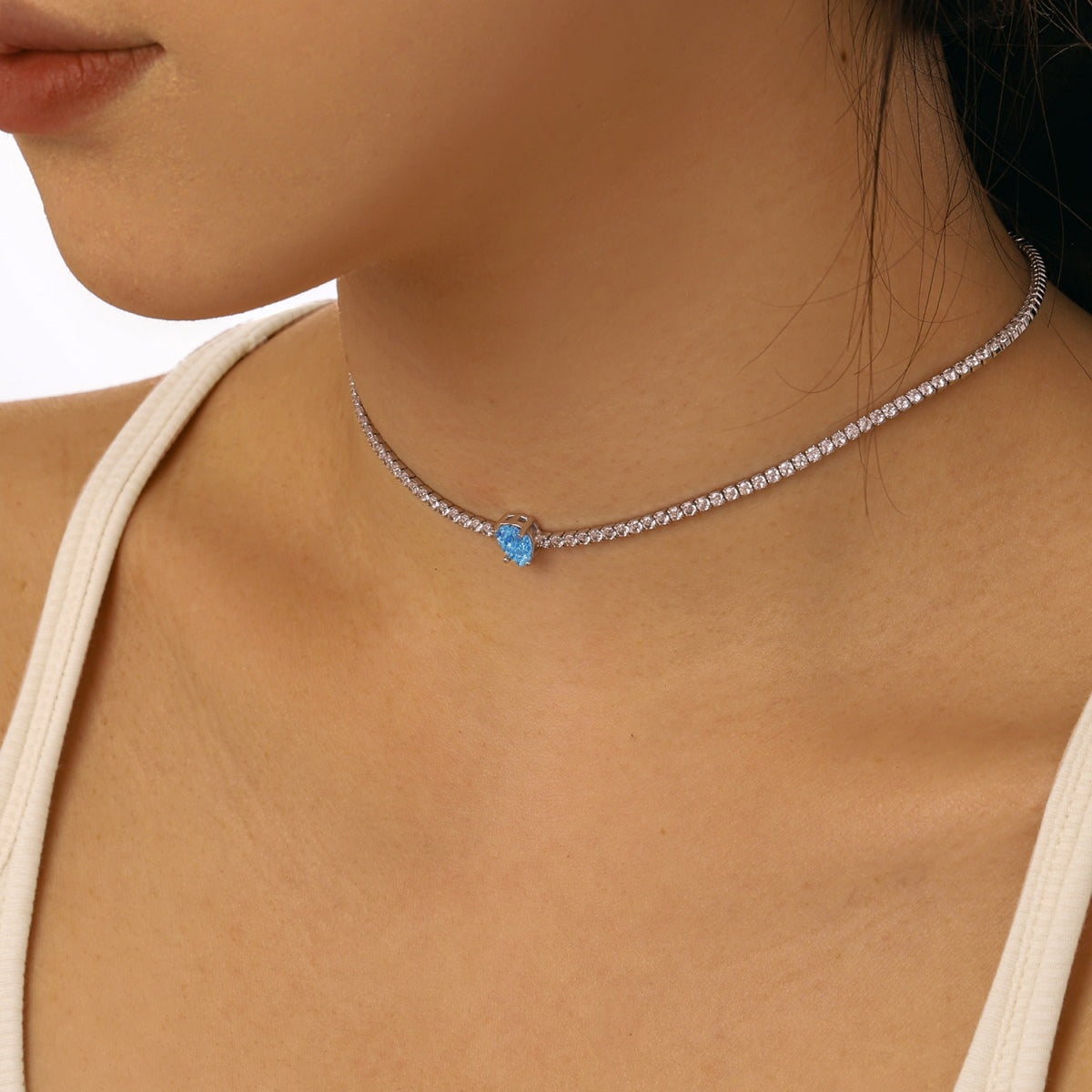 [Royal Jewellery]1.0 carat Unique Pear Cut Tennis Necklace