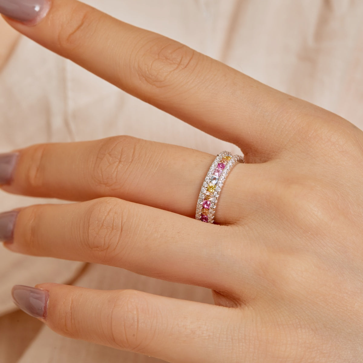 [Royal Jewellery]Delicate Colorful Round Cut Daily Ring