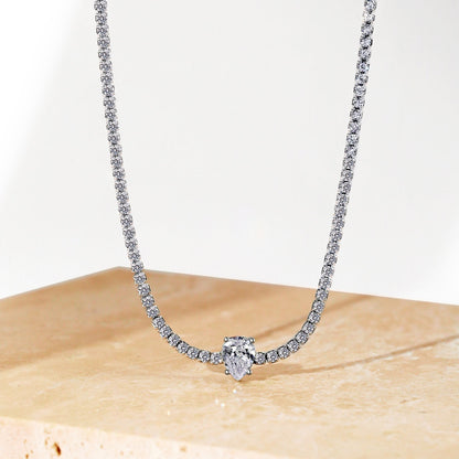 [Royal Jewellery]1.0 carat Unique Pear Cut Tennis Necklace