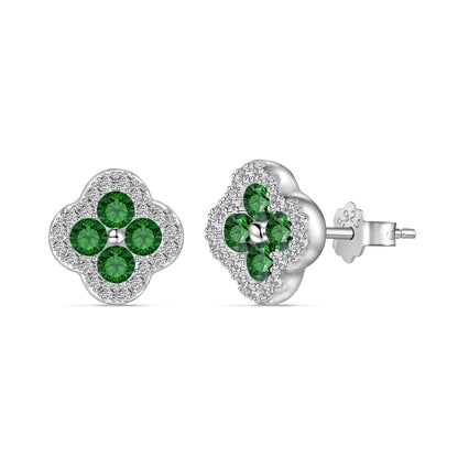 [Royal Jewellery]Four-Leaf Clover Flower Shaped Earrings