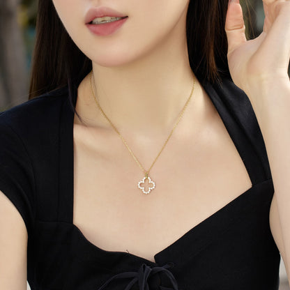 [Royal Jewellery]Four-Leaf Clover Hollow Design Exquisite Necklace