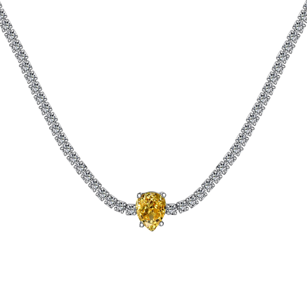 [Royal Jewellery]1.0 carat Unique Pear Cut Tennis Necklace