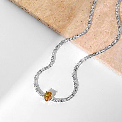 [ROYAL]1.0 carat Unique Pear Cut Tennis Necklace