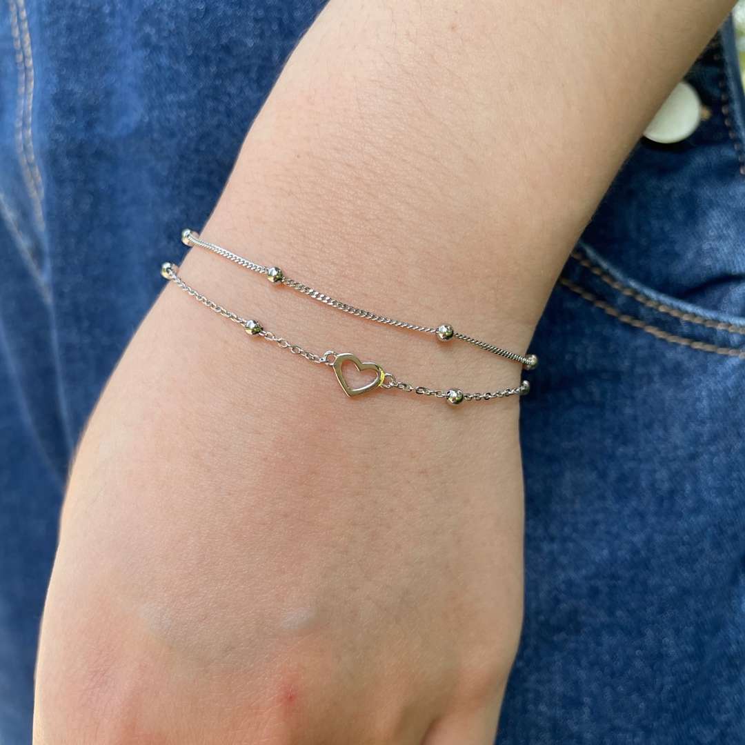 [ROYAL]Dainty Double Layer Love Heart Bracelet