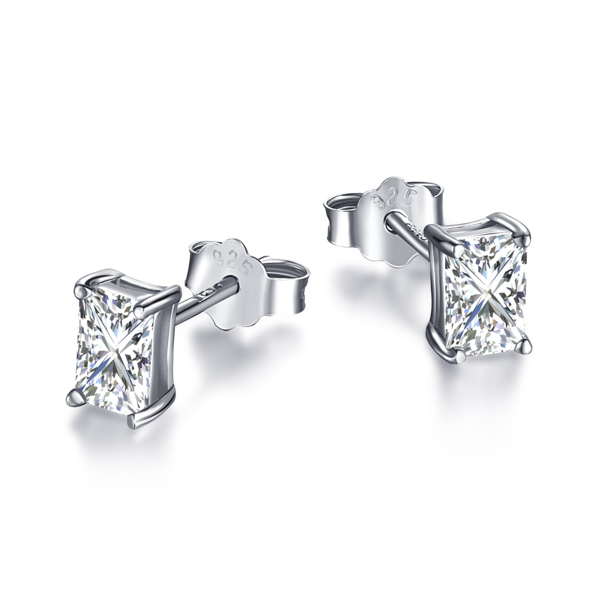 [Royal Jewellery]Stylish Shiny Rectangular Center Stone Stud Earrings