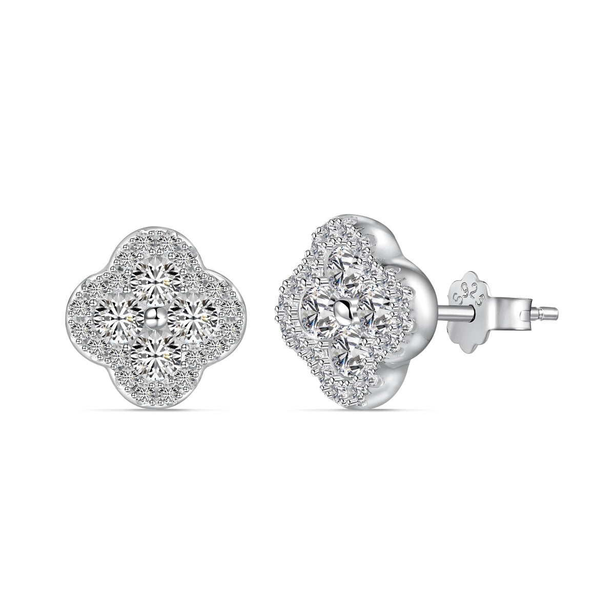 [Royal Jewellery]Four-Leaf Clover Flower Shaped Earrings