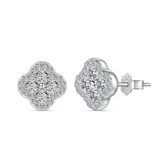 [Royal Jewellery]Four-Leaf Clover Flower Shaped Earrings