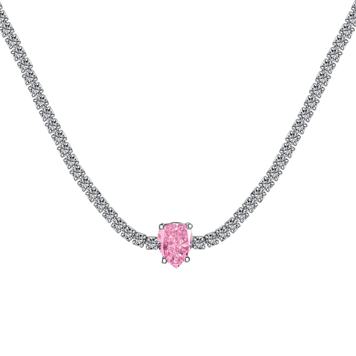 [Royal Jewellery]1.0 carat Unique Pear Cut Tennis Necklace