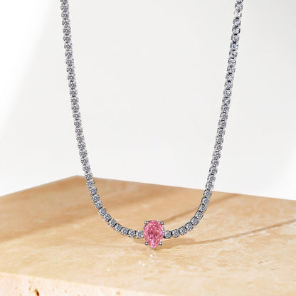 [ROYAL]1.0 carat Unique Pear Cut Tennis Necklace