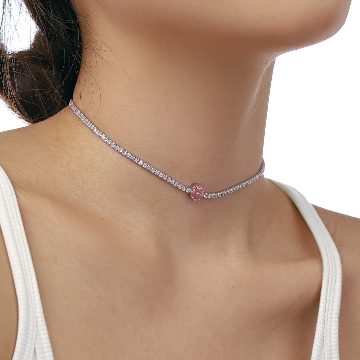 [Royal Jewellery]1.0 carat Unique Pear Cut Tennis Necklace