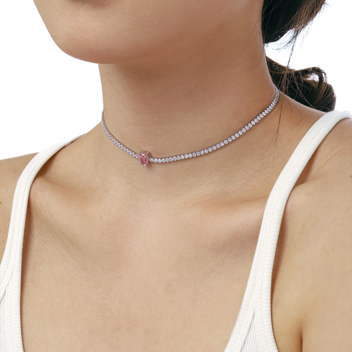 [Royal Jewellery]1.0 carat Unique Pear Cut Tennis Necklace