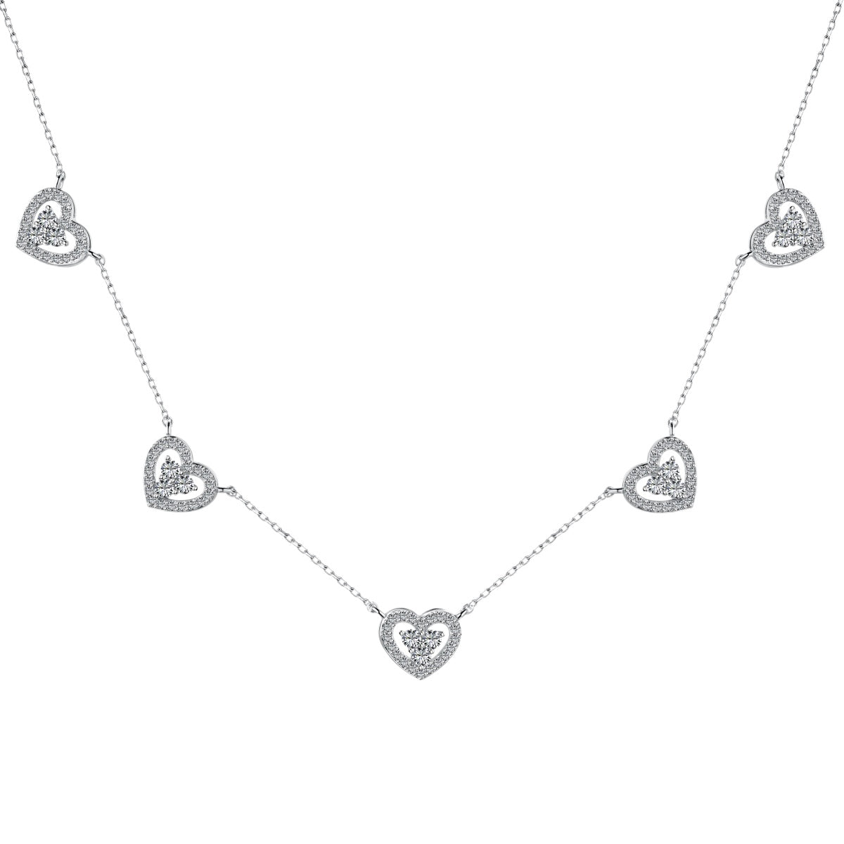 [Royal Jewellery]Sparkling Five Heart Necklace