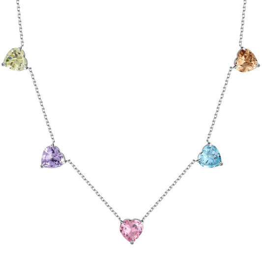 [Royal Jewellery]Sparkling Colorful Heart Cut Necklace