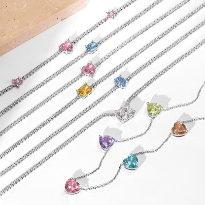 [Royal Jewellery]Dazzling Pink Heart Flower Necklace