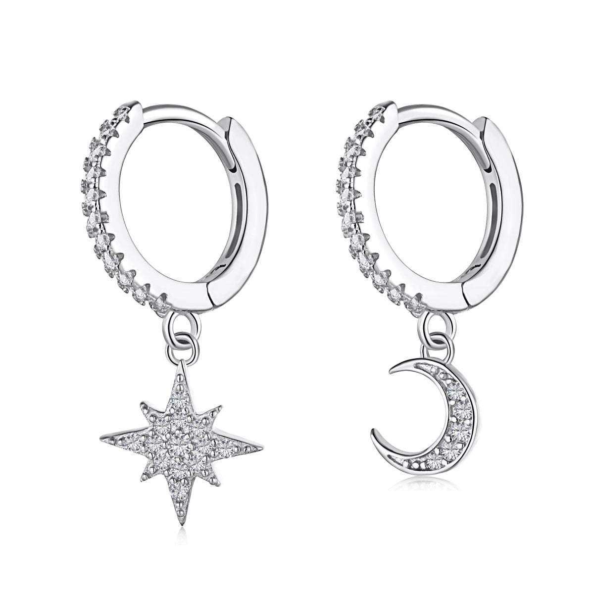 [Royal Jewellery]Star and Moon Asymmetric Earrings