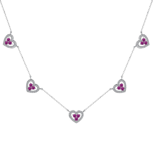 [Royal Jewellery]Sparkling Five Heart Necklace