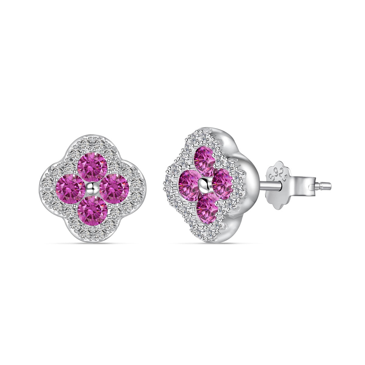 [Royal Jewellery]Four-Leaf Clover Flower Shaped Earrings