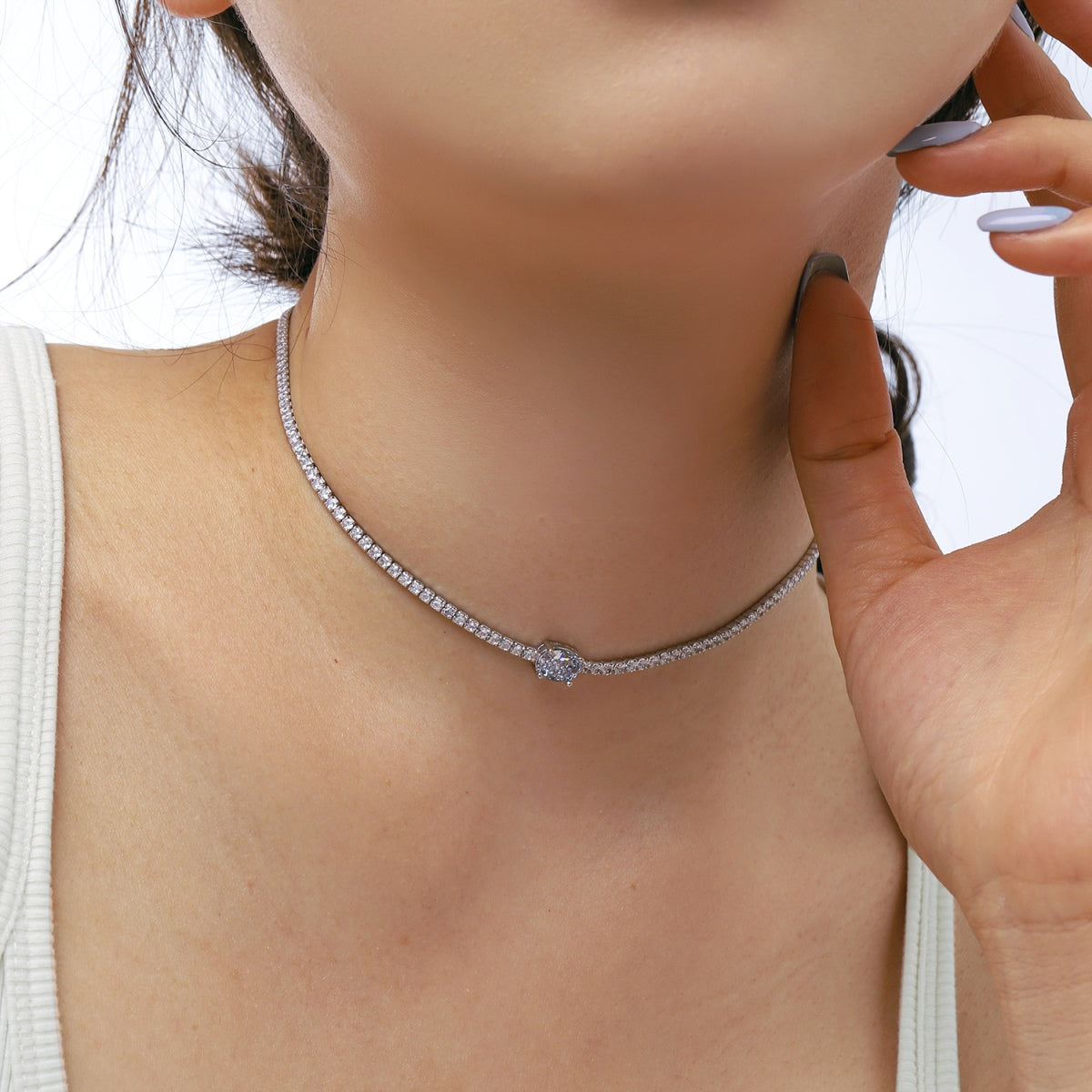 [Royal Jewellery]1.0 Carat Shining Oval Cut Necklace