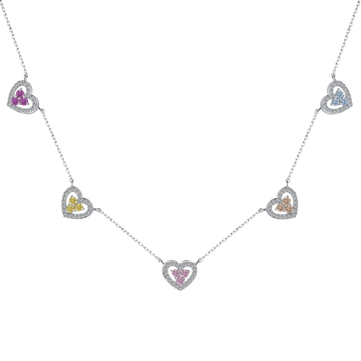[Royal Jewellery]Sparkling Five Heart Necklace